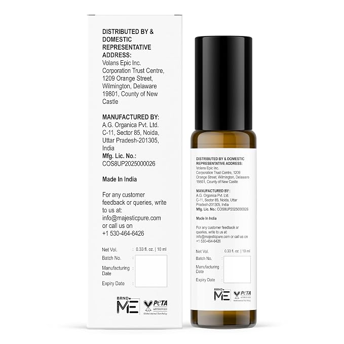 Majestic Pure Vanilla Fragrance Oil Perfume Roller, 0.3 Fl Oz | Long-Lasting Scented Oil, Vegan, Alcohol-Free