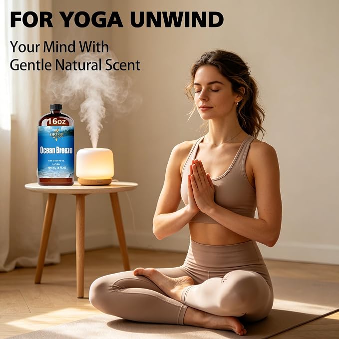 Ocean Breeze Essential Oil, Ocean Breeze Oil 16 Fl Oz 480ml for Diffuser Yoga Soap & Candle Making – with 0.33 Oz Roller Ball & Funnel YHSESSE Essential Oils