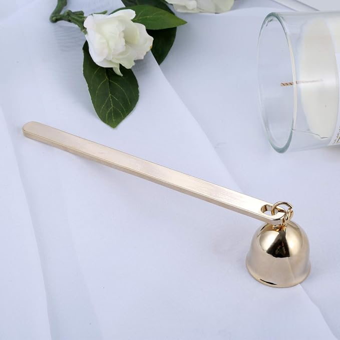 MUXSAM 1-Pack Candle Extinguisher Snuffer, Bell-Shaped Candle Candlesnuffers Stainless Steel Wick Flame Snuffer Candle Accessory Tools Gift for Candle Lovers(Gold)