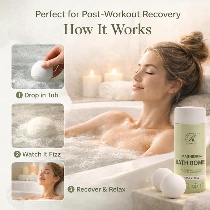 Magnesium Bath Bombs Gift Set – XL Epsom Salt Bath Bombs for Muscle Recovery, Stress Relief & Post-Workout Relaxation with Lavender & Arnica Spa Gift for Women & Men for Sore Muscles
