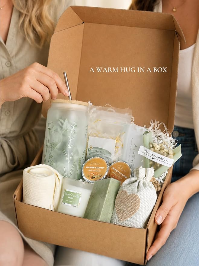 Get Well Soon Gift Basket- Relaxation, Birthday,Mothers gift/Self Care Package, After Surgery, Sympathy Gift for Loss of Loved One, Thinking of You Set, Grief/Comfort/Miscarriage for Women(Sage Green)