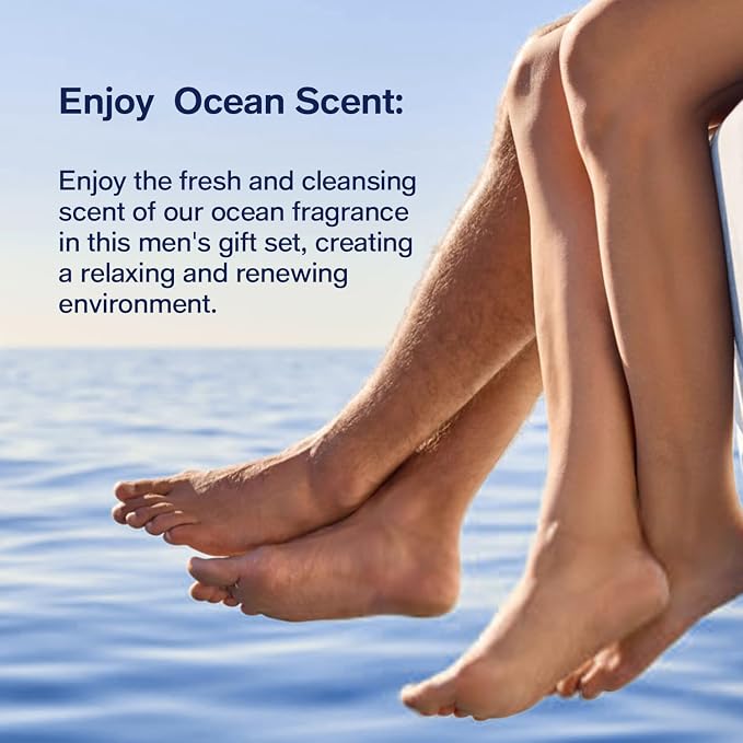 Father's Day Gift 12Pcs Men's Birthday Gift Ideas Ocean-Scented Bath Spa Set - Skin Care Gift Kit for Him, Ideal Men Gifts for Christmas, Self-Care PEARLWORLD