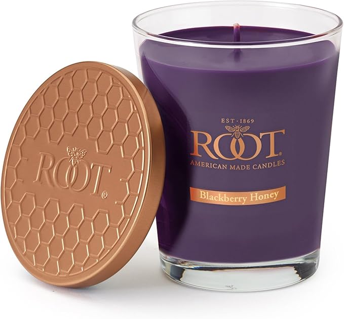 Root Candles Scented Candles Honeycomb Beeswax Blend Premium Handcrafted Candle, Large Veriglass, BlackBerry Honey