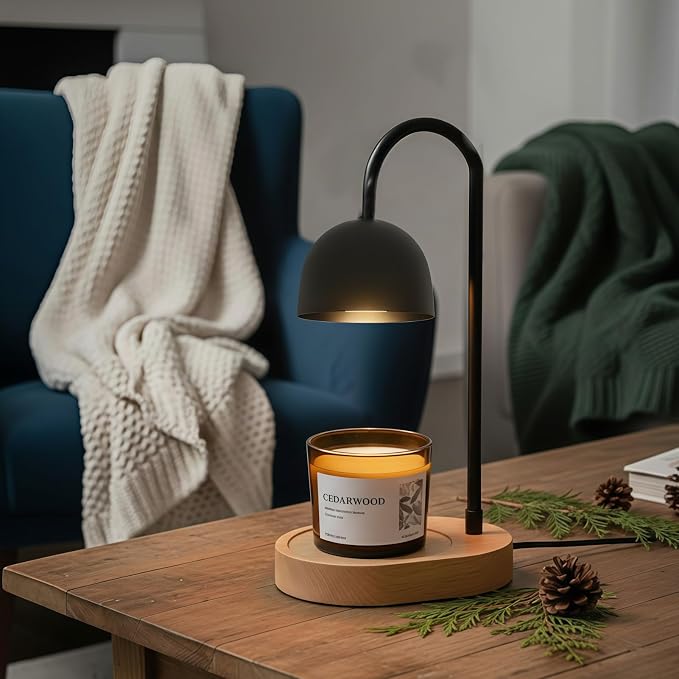 VOHO Cedar Wickless Candles Ideal for Candle Lamp Warmer, 9oz Soy Candle with Stirring Spoon & Lid, Cedarwood Wickless Candles for Candle Warmer Lamp, Winter Holiday Gifts for Men & Home Scented