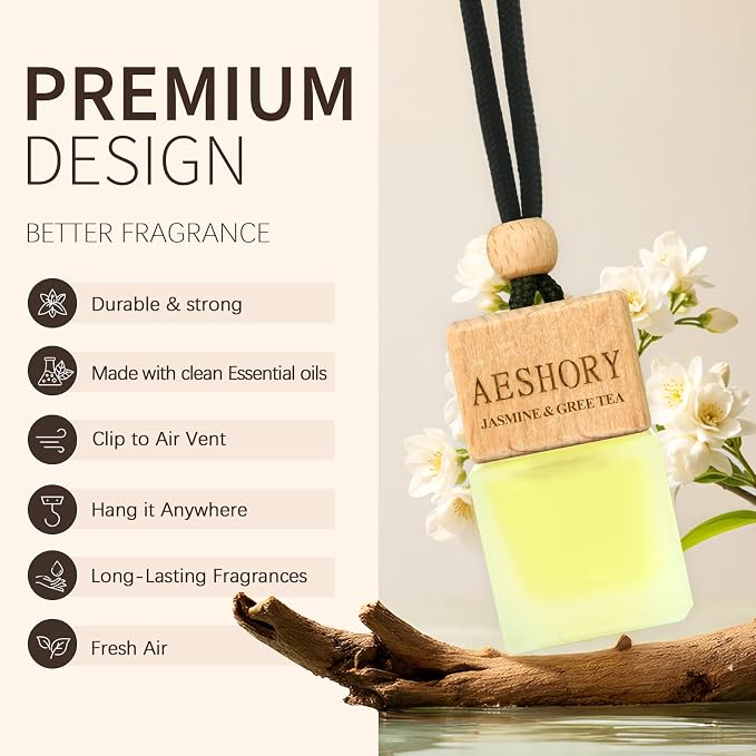 Aeshory Car Air Freshener Hanging - 3-Pack, Floral Collection Car fresheners long lasting, Car Air Freshener for Women and Men, Premium Car Aromatherapy Essential Oil Diffuser Gift Set.0.27 FL OZ/8ML