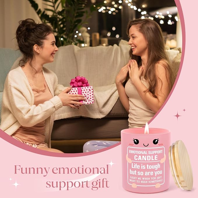 Funny Emotional Support Candle 10Oz, Inspirational, Cheer Up, Encouragement, Cancer Care, Get Well Gifts for Women Friends Coworkers, Life Is Tough But So Are You Stress Relief Scented Candle