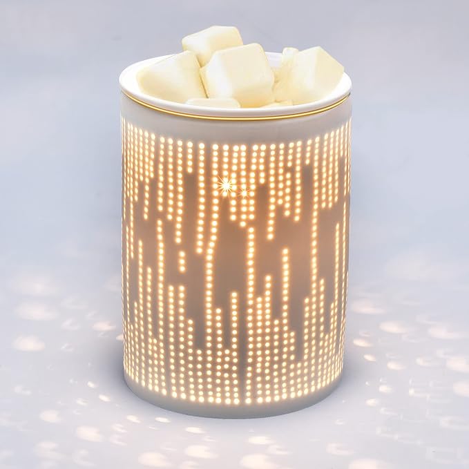 Electric Wax Melt Warmer, Ceramic Candle Wax Warmer for Scented Wax Melter Electric Wax Burner Wax Melts Wax Cubes Melter, Mother's Day Aroma Lamp for Home Hotel Office (Music-Lines)