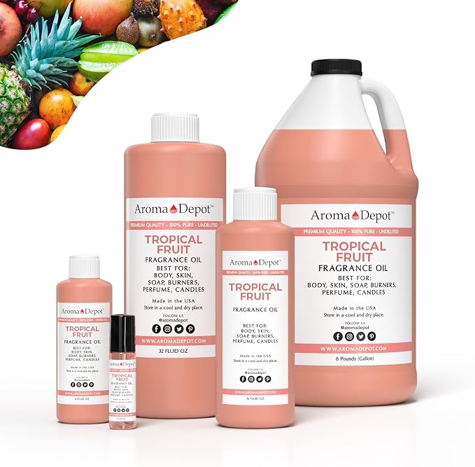 Aroma Depot Tropical Fruit 4 fl oz. Fragrance Oil I Perfume I Skin Oil I Scented Oil for DIY Projects Bath Bombs, Body Butters, Creams & Lotions. Works for Diffuser, Burners, or Warmers.