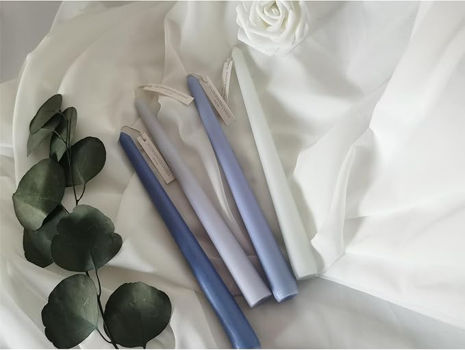 Scented Taper Candlesticks, 10 Inch Dripless Colorful Candle Sticks - Blue Scent, Pack of 12