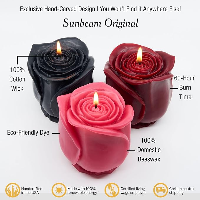 Beeswax Rose Candles (Red, Gr)