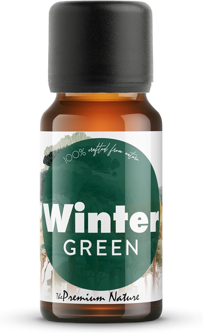 Organic Wintergreen Essential Oil | 100% Pure & Natural Gaultheria procumbens Leaf Oil with Fresh Minty Aroma | for Diffuser, Candle Making & DIY Aromatherapy Blends, 0.34 fl oz
