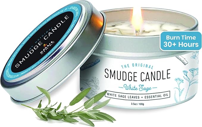 SOUL STICKS Smudge Candle for Cleansing House, Meditation, Chakra Healing, Aromatherapy | 3.5 Ounce Smudge Candle for Spiritual Cleansing (White Sage)