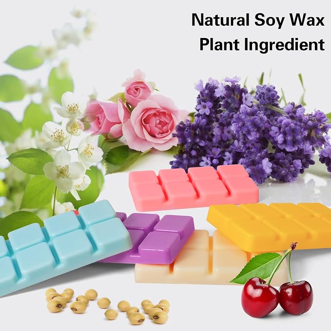 SCENTORINI Wax Melts, Scented Melts Cubes for Wax Warmers, Summer Flower Scent Wax Melts - Rose, Lavender, Jasmine, Cherry, Home Decor, 4 x 2.5 oz