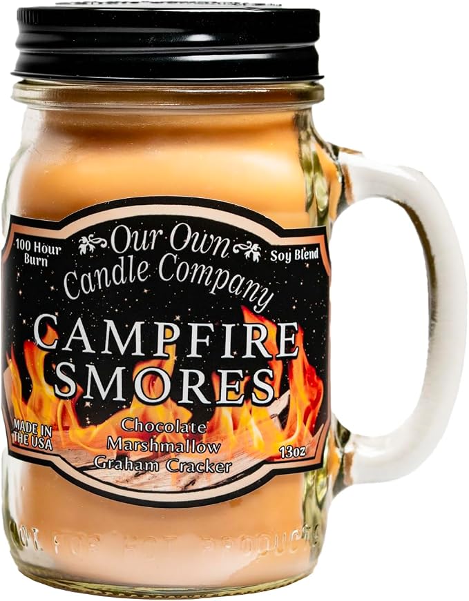 Our Own Candle Company Campfire S’Mores Scented Candle, Mason Jar, 13oz, Long Lasting 100 Hour Burn, Fall & Holiday Gift