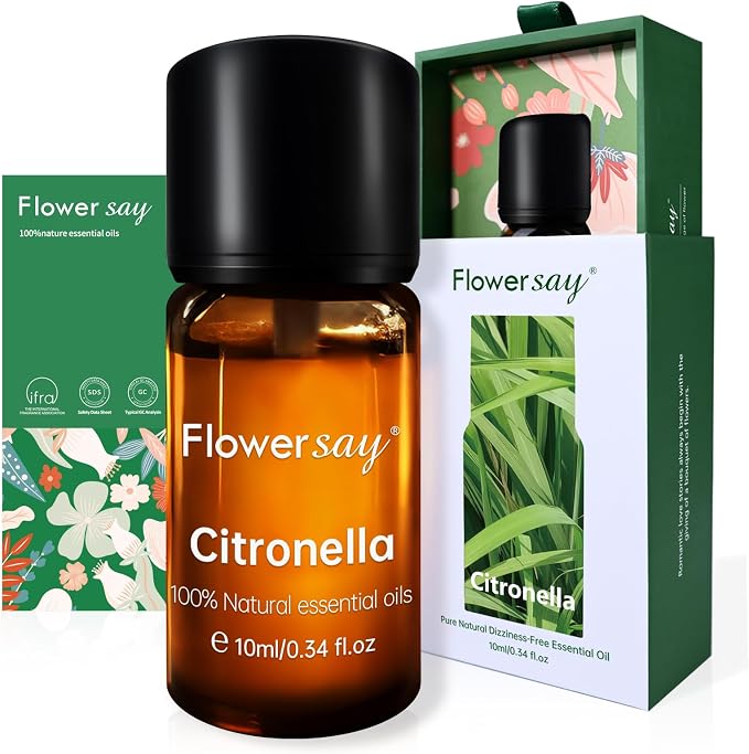 Citronella Essential Oil – 100% Pure & Natural, Steam-Distilled, Fresh Herbal Scent for Diffuser, Aromatherapy, DIY, Skin & Hair, 0.34 Fl Oz