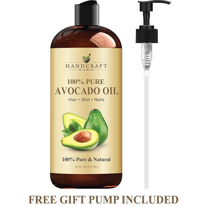 Handcraft Blends Avocado Oil - Cold-Pressed 16 Fl Oz - 100% Pure and Natural - Premium Grade Carrier Oil for Skin and Hair - Hair and Body - Massage - Hexane-Free