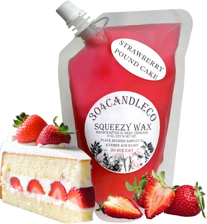304CandleCo Large Squeeze Soy Wax Melt - 50 SCENTS! - Highly Fragrant & Hand-Crafted - Easy Mix & Match - American Made - Perfect for Wax Warmers (3oz, Strawberry Pound Cake)
