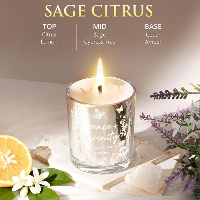 Scented Candles for Women, 3 Pack Candle Sets Soy Candles for Home Scented Holiday Votive Candle Gifts Set, Mothers Day Birthday Gifts for Women Mom Friend -Eucalyptus Mint/Bergamot Jasmin/Sage Citrus