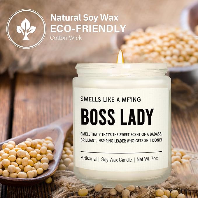 Leebbsin Boss Lady Gifts for Women- Funny Boss Lady Candle Handmade- Best Bosses Birthday Appreciation Gifts for Women, Female, Leader, Manager, Supervisor, Friend, Business Owner, Desk Office Decor