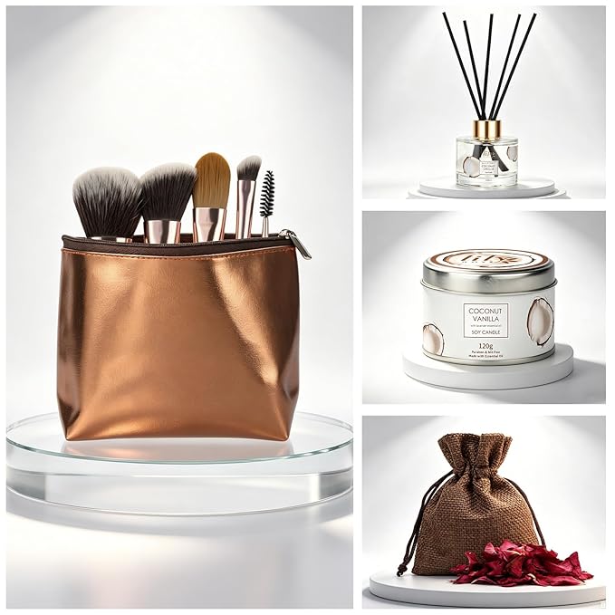 Coconut Vanilla Spa Gift Set, Complete Spa Bath Gift Basket for Women & Men
