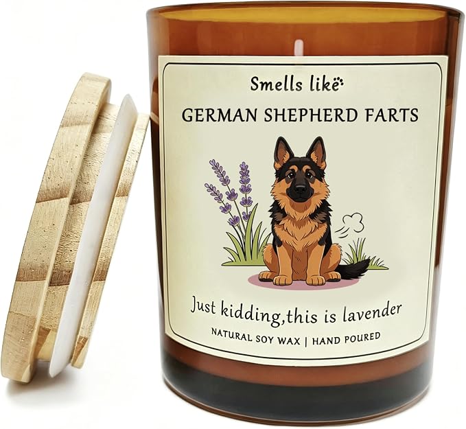 Gift for German Shepherd pet Owners & Dog Lovers - German Shepherd Dog Gifts for Women Crafted by Natural Soy Wax Lavender Scented Candle Perfect for Christmas Birthday Housewarming Home Decor