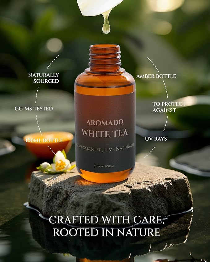 Aromadd White Tea Diffuser Oil Inspired by Luxury Hotel Scent, Premium Fragrance Oils for Waterless Diffuser, White Tea & Bergamot, Long-Lasting Home Fragrance - 3.38 fl oz (100 mL)