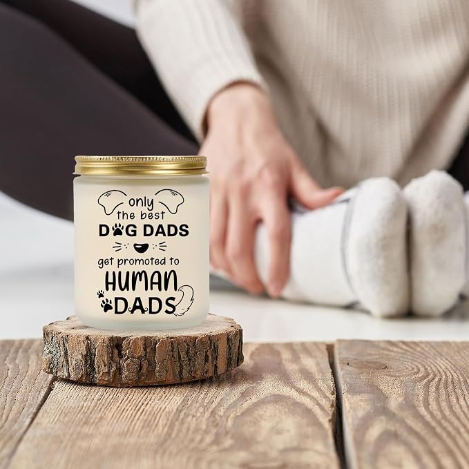 New Dad Gifts, Dog Print Lavender Scented Candle - Fathers Day Gift for First Time Dad