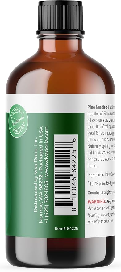 Viva Doria Pine Needle Essential Oil, 100% Pure, Natural, Pine Essential Oil, Undiluted, for Aromatherapy | Food Grade, 118 mL (4 Fluid Ounce)