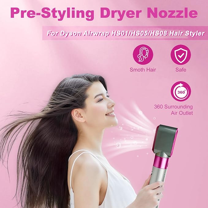 Pre-Styling Dryer Attachment Nozzle Replacement for Dyson Airwrap Accessories,Pre-Styling Dryer Nozzle for Airwrap HS01 HS05 HS08,Pre-Shaped Nozzle Attachment,Part No. 969759-01,Purple