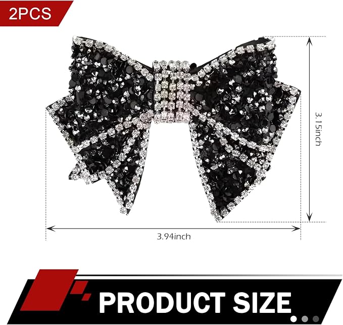 2PCS Car Vent Butterfly Bow Clip, Sparkling Rhinestone Bow Vehicle Vent Decor Clip, Adorable Stylish Butterfly Diffuser for Cars Offices Restaurants Cafes, for Women (Black & White)
