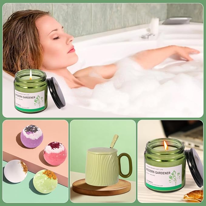 Luxury Women’s Gift Set 12PCS – Spa Bath Box with Mug, Candle, Bath Bombs, Soap & Hair Towel – Relaxation Self-Care Gift for Birthday, Christmas, Mother’s Day