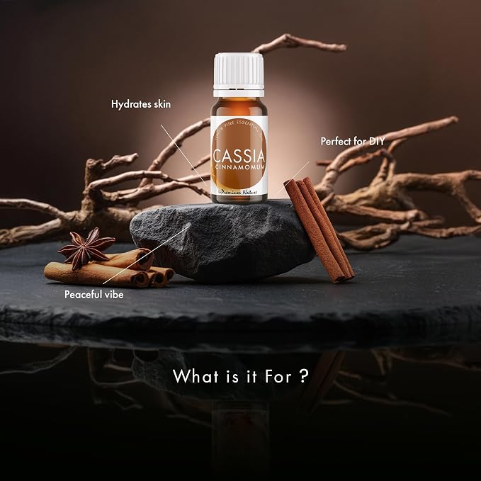 Cinnamon Essential Oil - 100% Natural Cassia for Diffuser, Skin, Hair, & Aromatherapy - Perfect Cassia Essential Oil for DIY Recipes (0.34 fl oz)