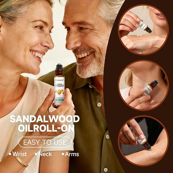 Frankincense & Castor Roll-On Oil 0.33Oz – Natural Plant Blend for Under Eye, Wrist, Temples – Travel Size for Aromatherapy, Meditation, Yoga – Lightweight Skin Nourishment – Lady Gift