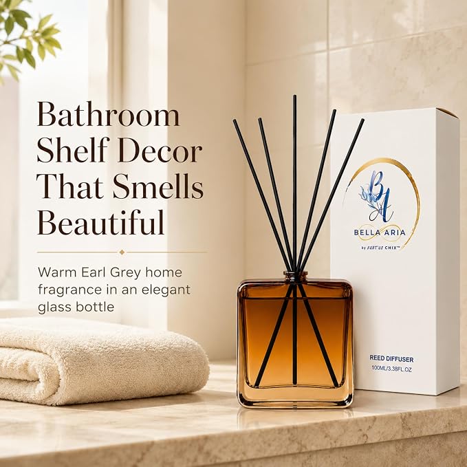 Reed Diffuser Set for Home Fragrance – 100ml Aromatherapy Diffuser with Reed Sticks, Long Lasting Flameless Fragrance for Bedroom, Bathroom & Living Room, Decorative Glass Bottle Home Gift