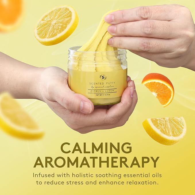 Special Supplies Scented Therapy Putty Dough - Infused with Pure Essential Oils for Aromatherapy and Meditation- Relaxation Gifts for Kids and Adults - Non-Stick (Citrus + Lemon (4.5 oz))