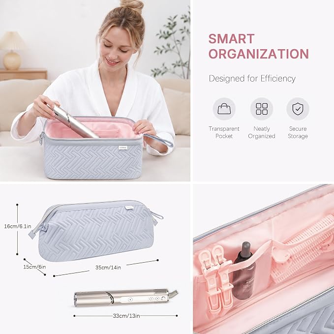 Leudes Hair Tools Travel Bag for Shark Flexstyle Carrying Case Portable Shark Hair Air Wrap Dryer Case Waterproof Dustproof Flat Curling Iron Travel Organizer (Light Gray)
