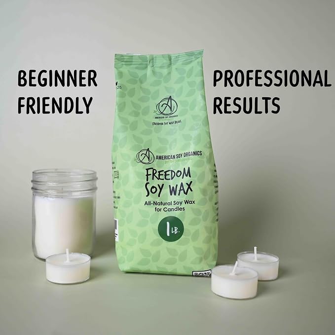 American Soy Organics - 1 lb Freedom Soy Wax Beads for Candle Making - Microwavable Wax Beads - Premium Candle Making Supplies