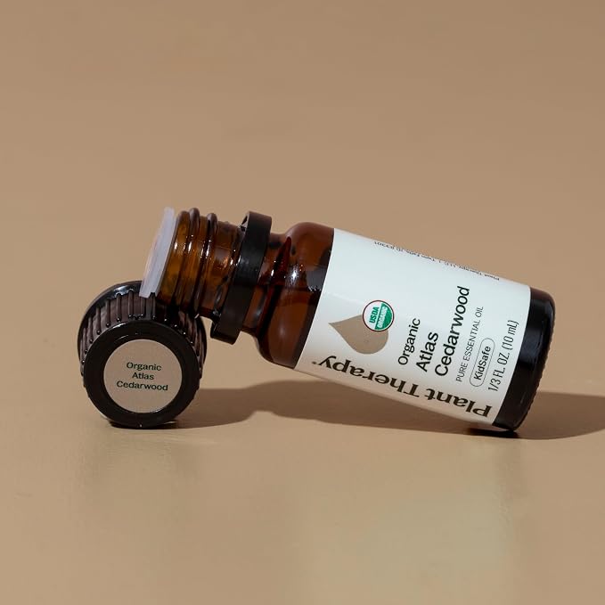 Plant Therapy Organic Atlas Cedarwood Essential Oil, 10 mL (1/3 oz), 100% Pure and Undiluted, USDA Certified Organic, for Essential Oil Diffusers and DIY Skincare
