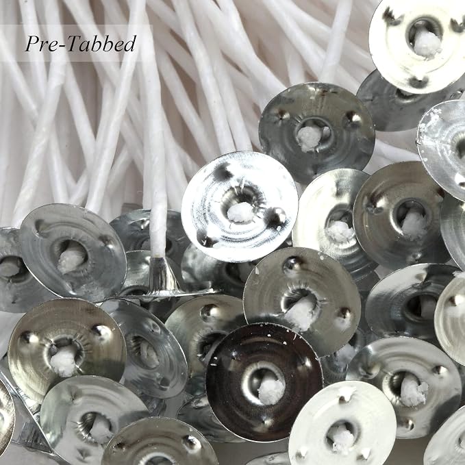 Candle Wicks,Candle Wicks for Candle Making,6 Inch 100 Piece DIY Pre-Waxed Cotton Wick with Tabs