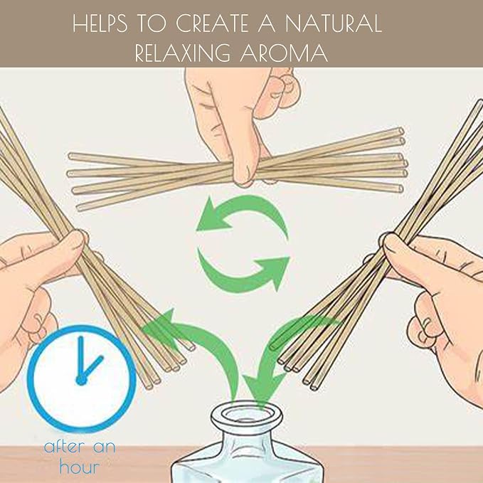 HOSSIAN 50PCS Reed Diffuser Sticks-7.87inch Natural Rattan Diffuser Reeds-Primary Color Reed Diffuser Refill