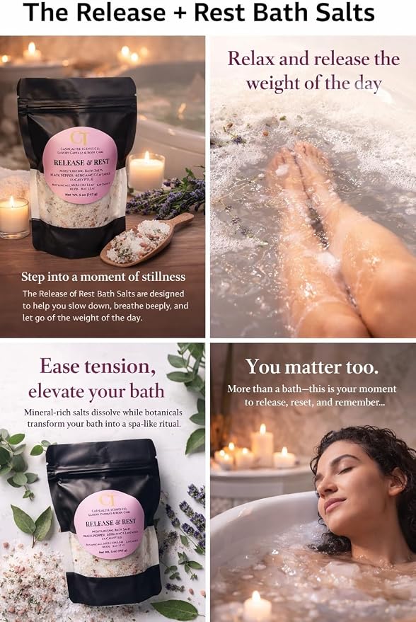Moments of Me® Week 2: Release Ritual Bundle Comfort Candle + Release & Rest Botanical Bath Salt | Self-Care Aromatherapy Set