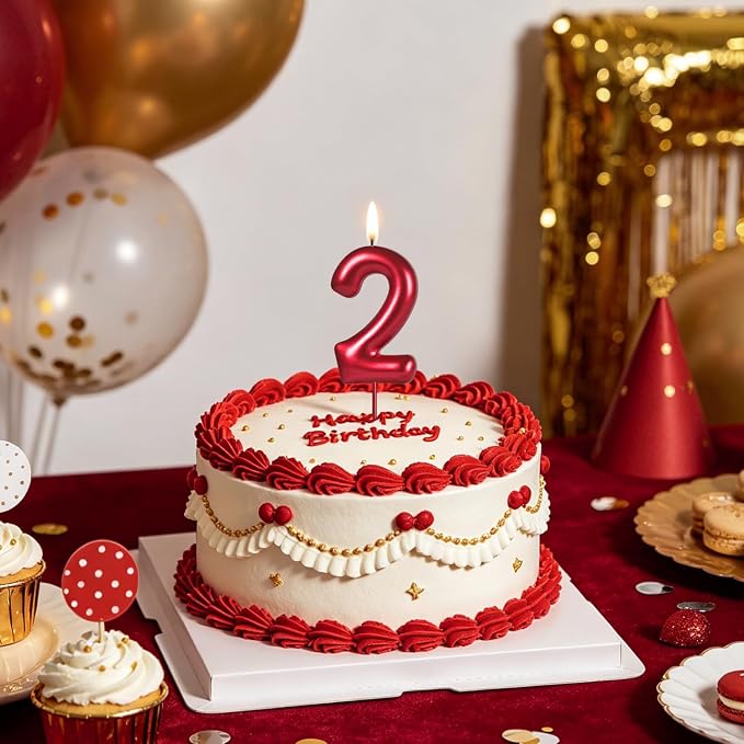 2.76“ Large Red 9 Birthday Candle, 9 Candle for 9th Birthday Boy, Number 9 Candle for Boys Red Theme Birthday Party Decorations, Red Birthday Candles for Heated Rivalry Birthday Decorations