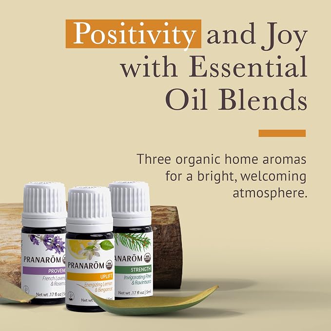 Pranarom - Uplift Diffusion Essential Oil Set (3-Pack of 5ml) - 100% Pure Natural Therapeutic Grade Essential Oil | USDA and ECOCERT Certified Organic