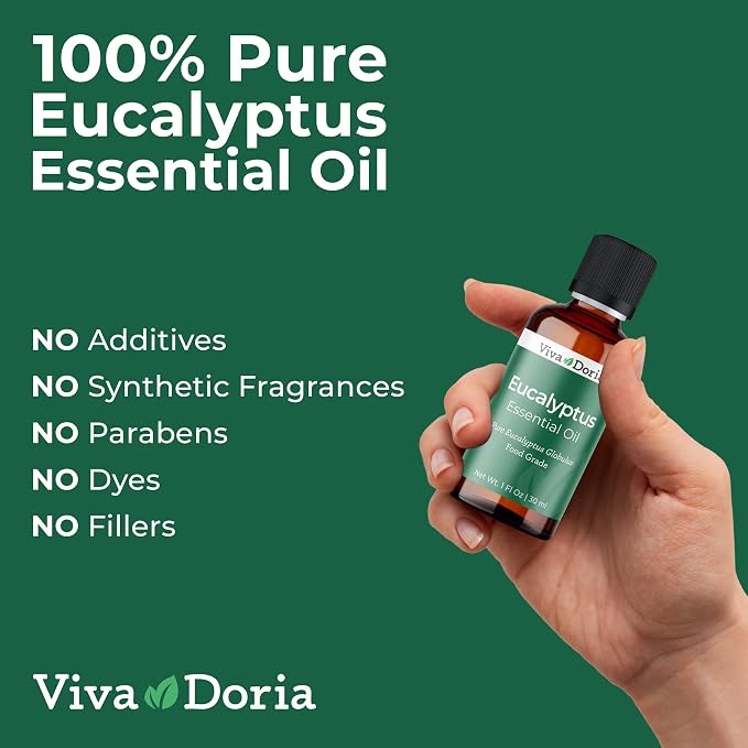 Viva Doria Eucalyptus Essential Oil, 100% Pure, Natural, Essential Globulus Oil, Undiluted, for Aromatherapy | Food Grade, 30 mL (1 Fluid Ounce)