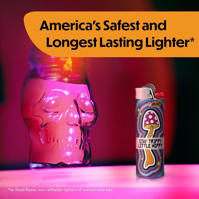 BIC Maxi Pocket Lighter, Special Edition Counterculture Series, 8 Count Pack of Lighters