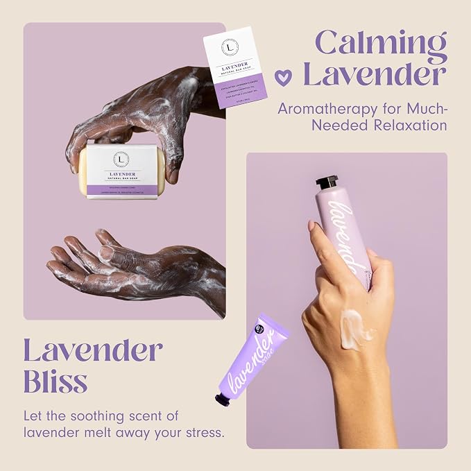 Unboxme Spa Gift Basket for Women - Lavender Self Care Gifts with Candle & Bath Bombs - Relaxation Care Package for Birthday, Get Well Soon, Christmas, Valentine's Day