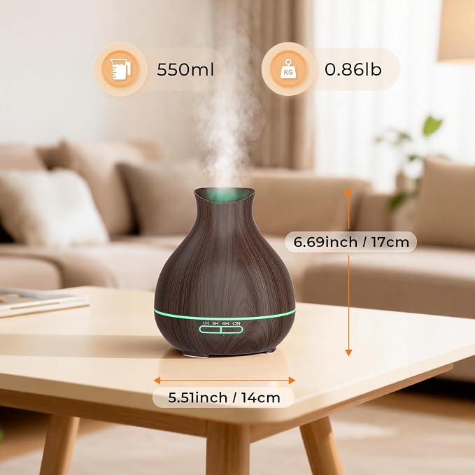 Aromatherapy Essential Oil Diffusers,2 PCS 550ml High Mist Output Humidifiers for Large Room, Home, Waterless Auto-Off, 7 Color LED Lights Cool Mist Humidifier Ultrasonic Diffusers