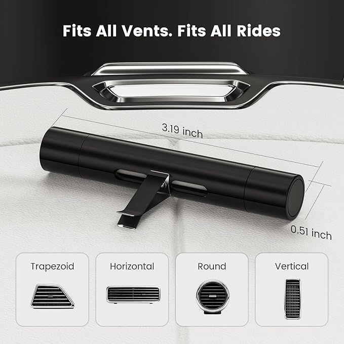 2Pcs Car Air Freshener Vent Clips, Car Diffuser Essential Oils Kit with 5 Different Essential Oils (0.34oz Each) & 12 Refill Sticks, long lasting Cars fragrance for House