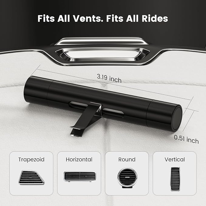 2pcs Car Air Freshener Diffuser Vent Clips, Premium Gift Set with 5 Different Essential Oil (0.34oz Each) & 12 Refill Sticks, Car Diffuser Packaging for Office, Kitchen, Bathroom