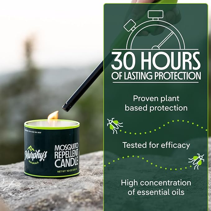 Murphy's Naturals Mosquito Bug Repellent Candles for Outdoor Patio, Citronella & Essential Oils, Soy/Beeswax Blend, 30-Hour Burn Time, 9 oz, 6-Pack